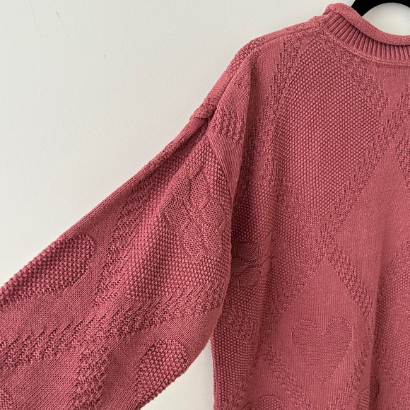 Vintage 100% Cotton Flower & Heart Pink Sweater - Picture 14 of 16